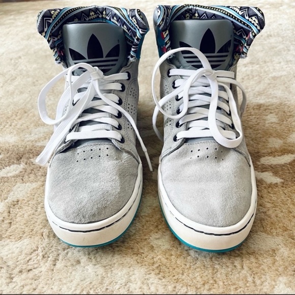 Adidas Adi High EXT Hightop Suede Sneaker 2012 Retro Style In Gray Blue Size 7 - Picture 3 of 12